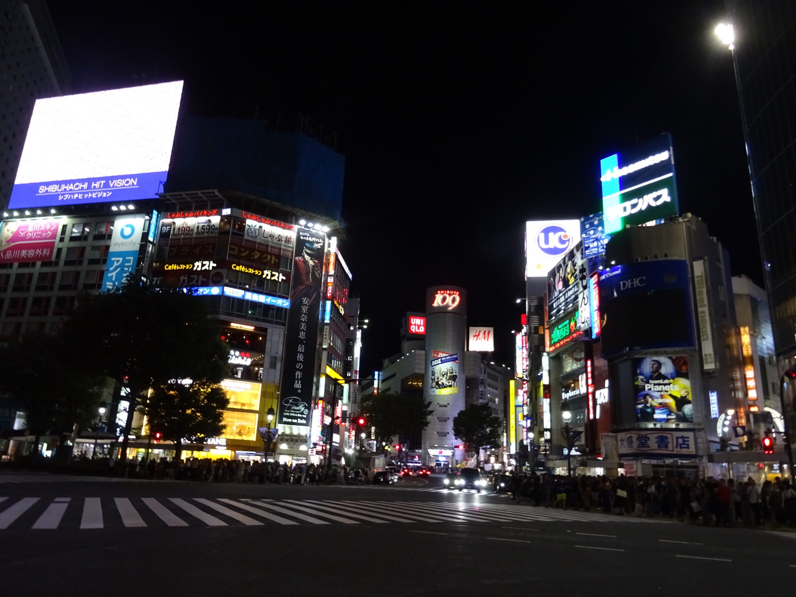 Shibuya Crossing at night in Tokyo