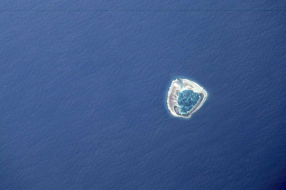 Ducie Island seen from space in the South Pacific
